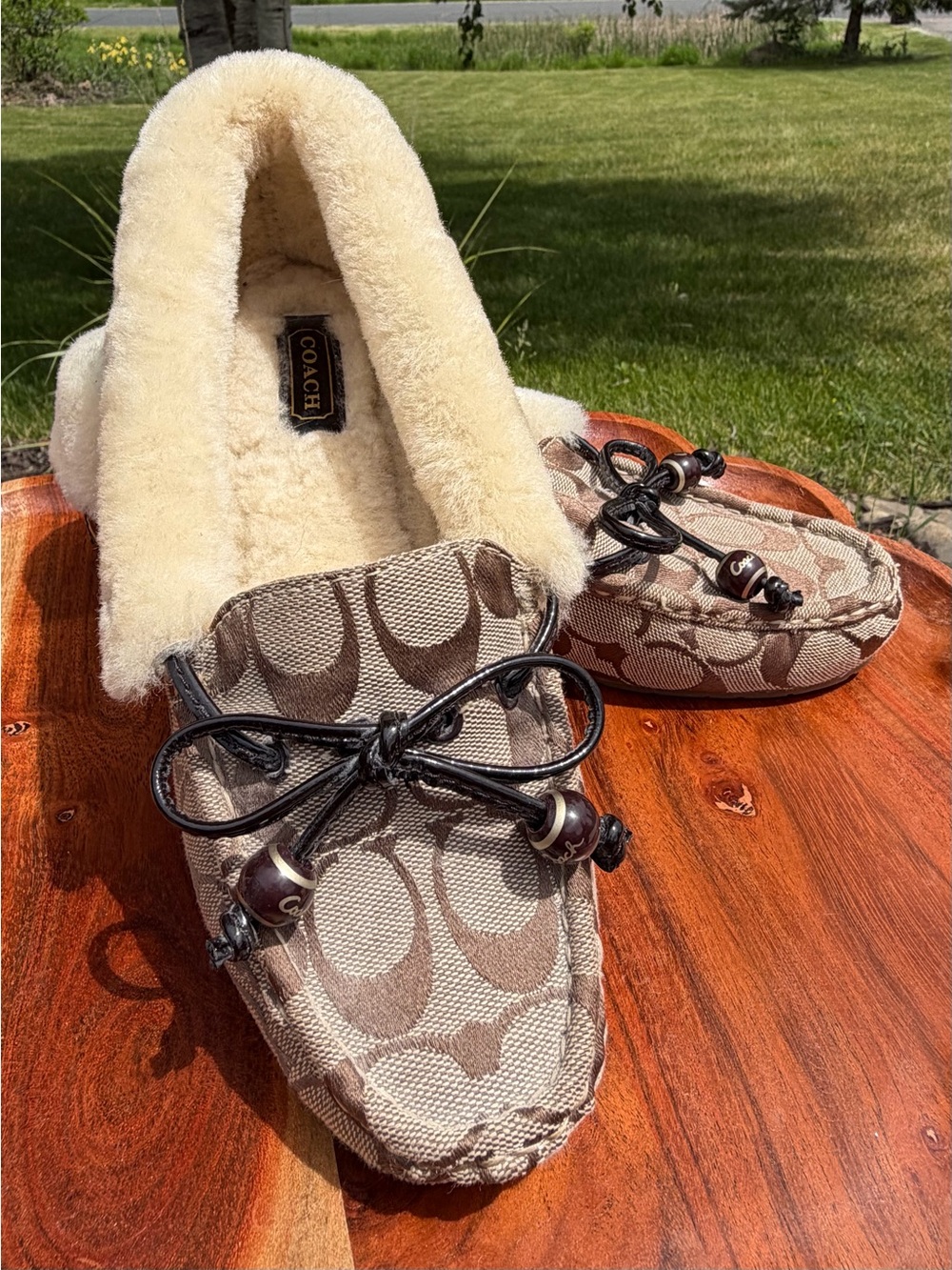Coach Carsyn Signature Sheepskin Loafers Q125 - Picture 2 of 9